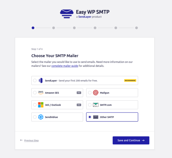  premier écran tunnel WP Easy SMTP